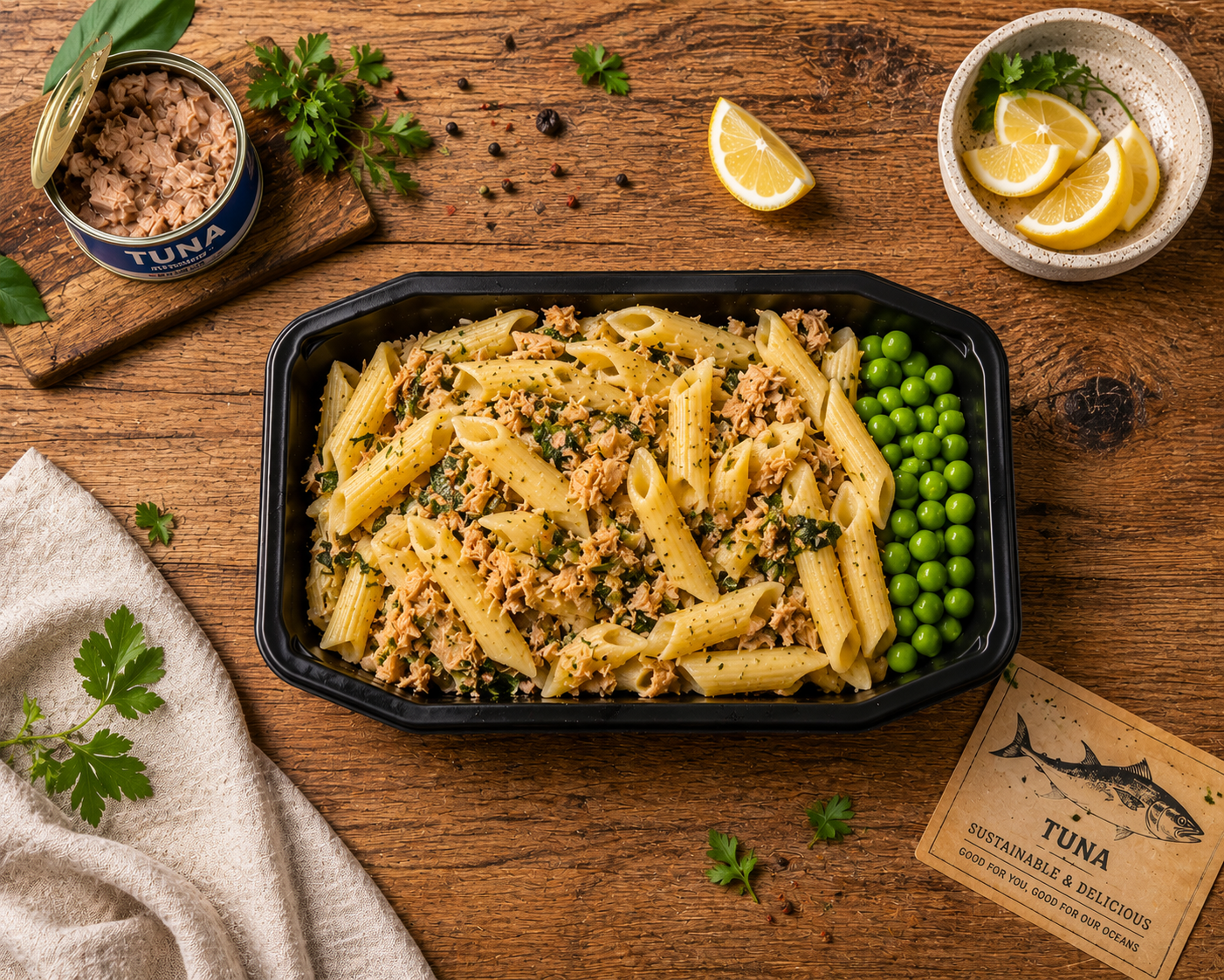Krämig penne med tonfisk och spenat